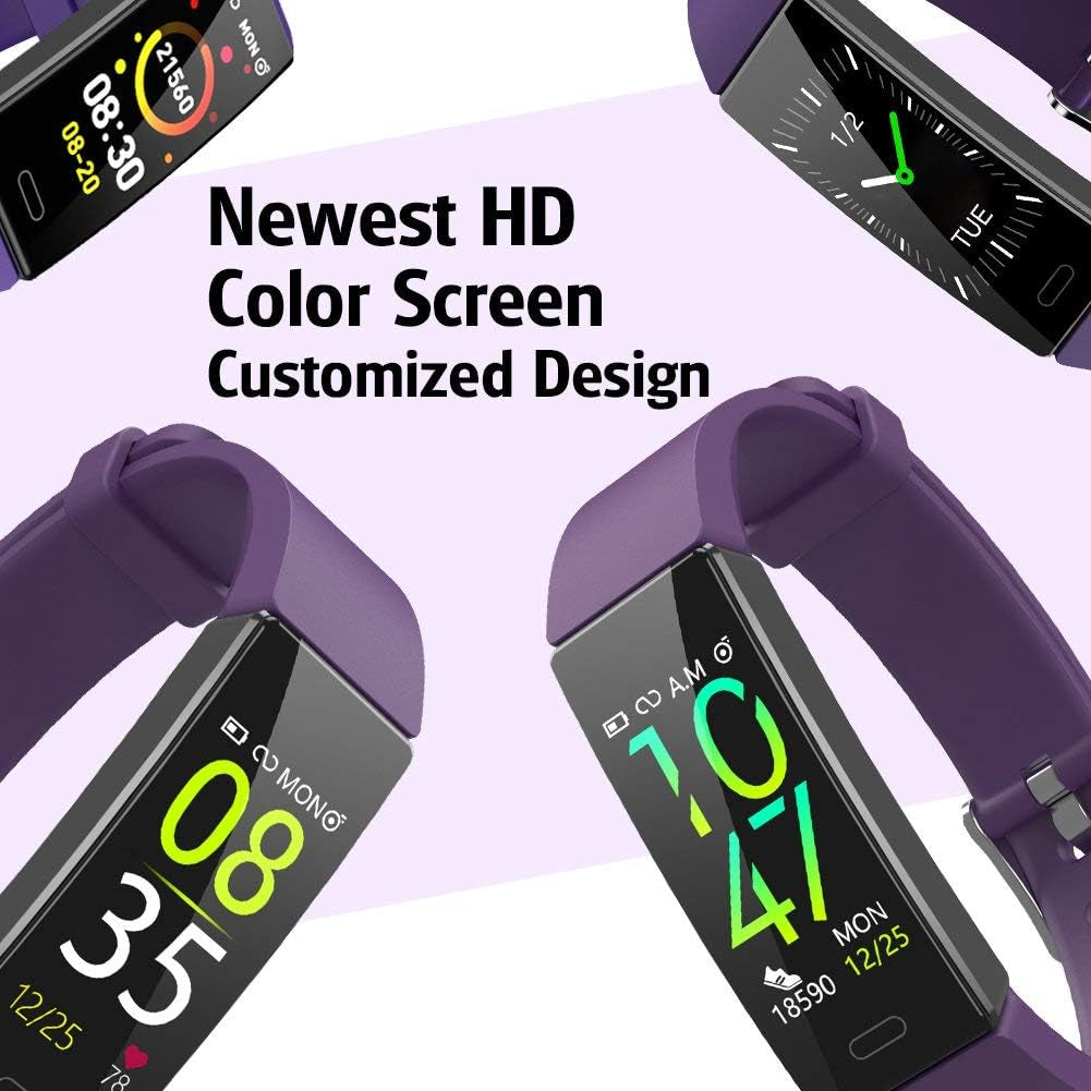 Fitness Tracker Watch – Heart Rate, Sleep & Activity Monitor for Men & Women, Waterproof (Purple)