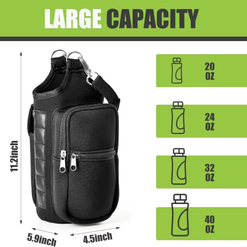 Magnetic Water Bottle Carrier Bag – Gym Holder with Phone Pocket & Shoulder Strap