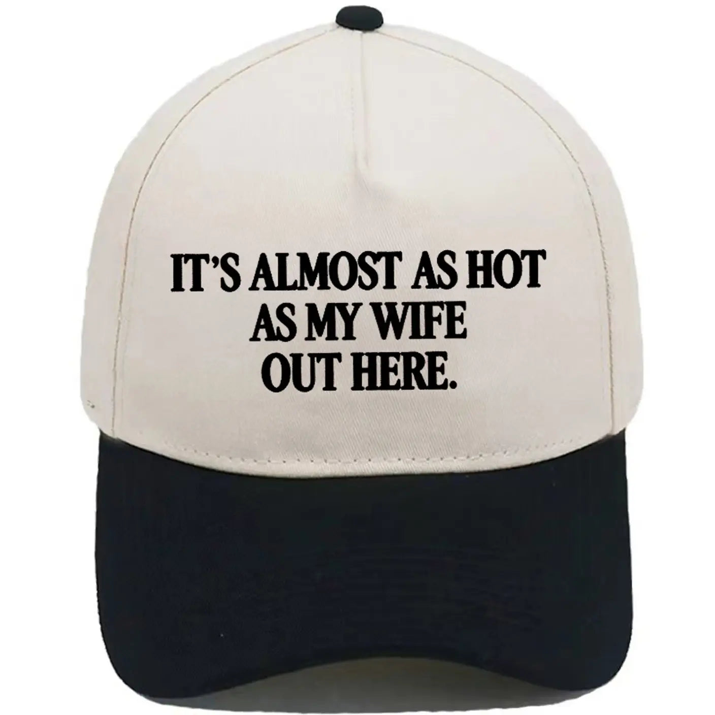 Almost as Hot as My Husband" Embroidered Snapback Hat – Funny Retro Two-Tone Baseball Cap for Women