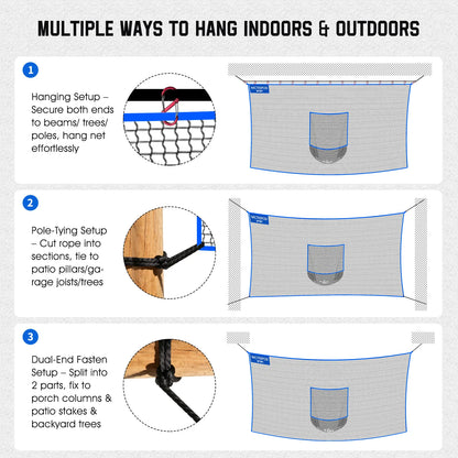 Heavy-Duty Golf Practice Net with Target Pocket for Indoor and Outdoor Use - Multi-Sport Netting Barrier for Driving, Chipping, and Swing Training