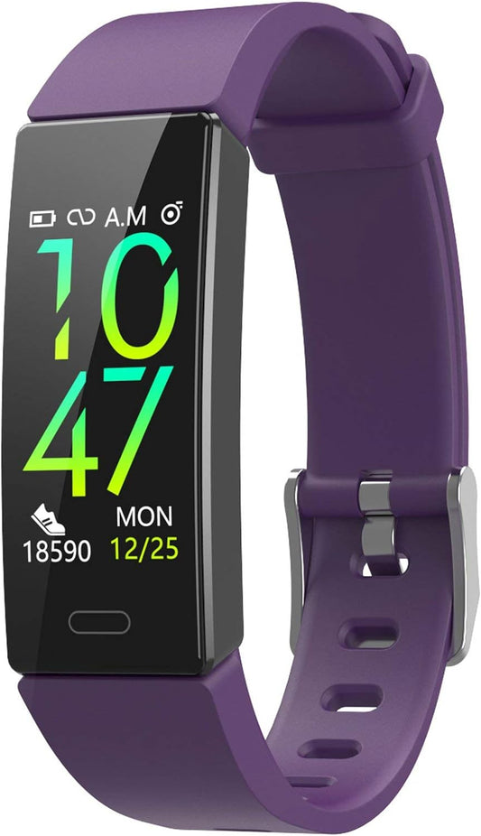 Fitness Tracker Watch – Heart Rate, Sleep & Activity Monitor for Men & Women, Waterproof (Purple)