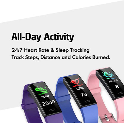 Fitness Tracker Watch – Heart Rate, Sleep & Activity Monitor for Men & Women, Waterproof (Purple)