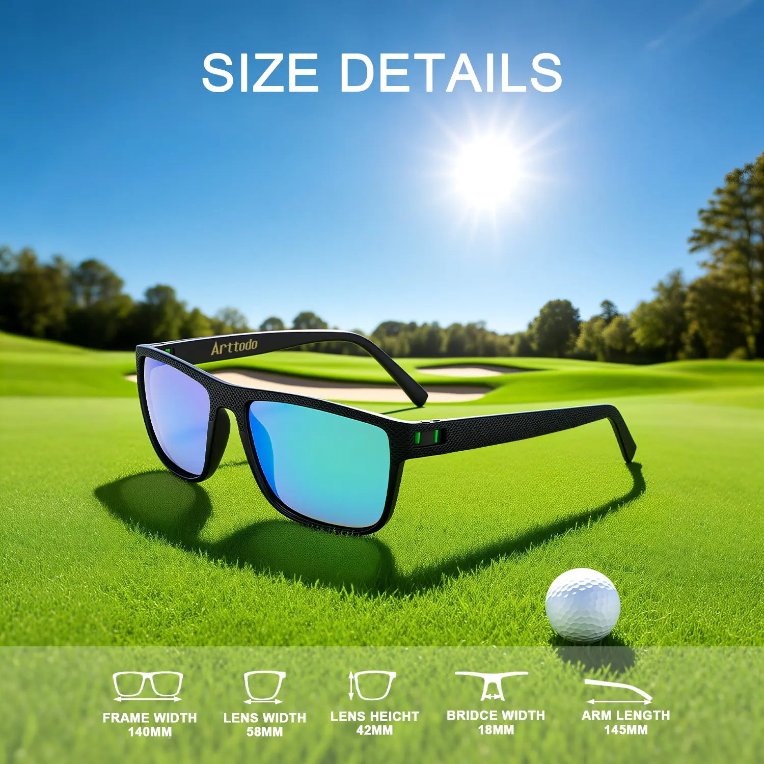 Polarized Golf Sunglasses for Men – Lightweight UV Protection Eyewear, Golf 