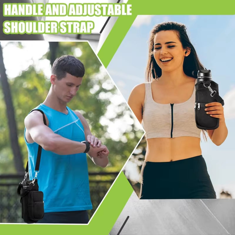Magnetic Water Bottle Carrier Bag – Gym Holder with Phone Pocket & Shoulder Strap
