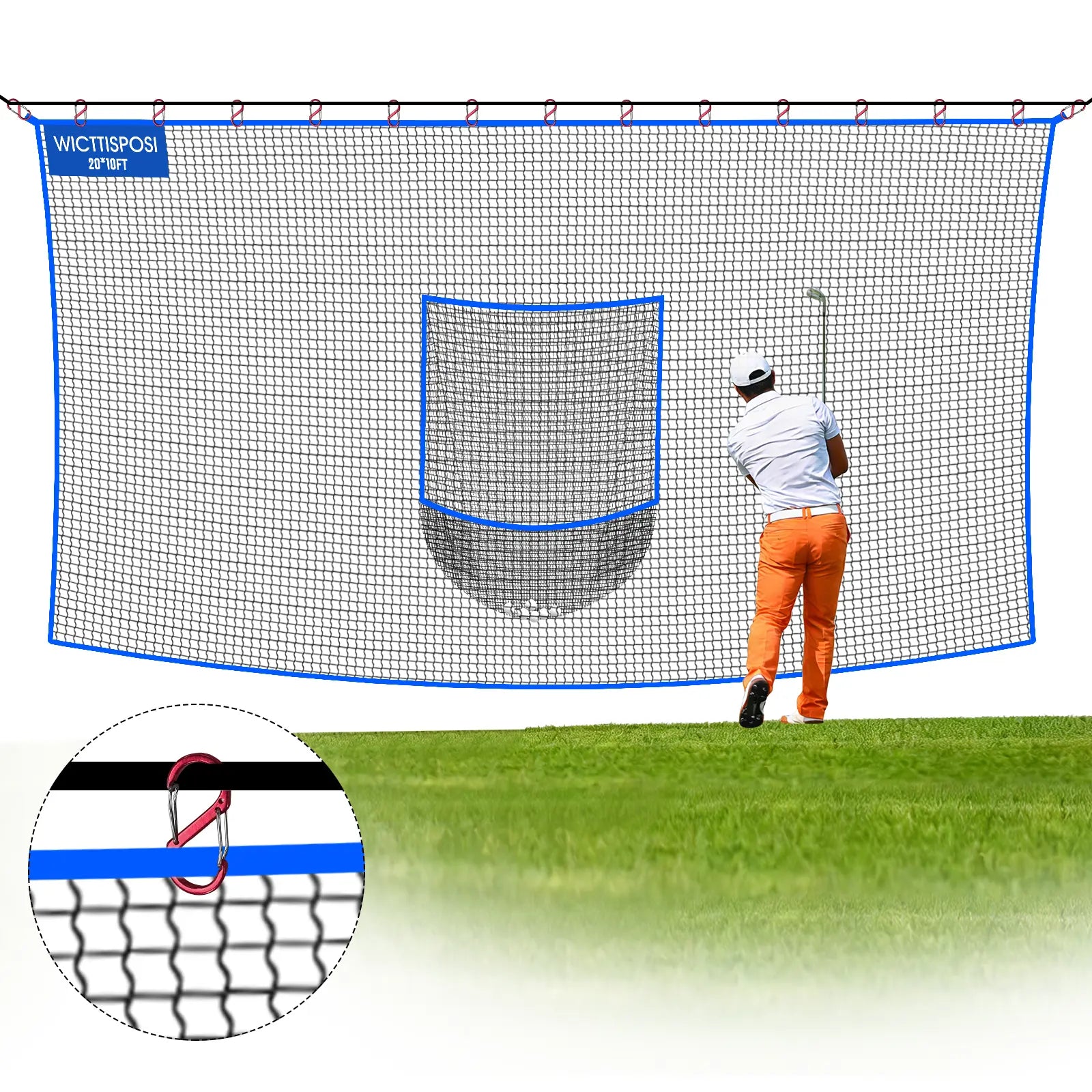 Heavy-Duty Golf Practice Net with Target Pocket for Indoor and Outdoor Use - Multi-Sport Netting Barrier for Driving, Chipping, and Swing Training