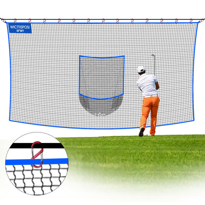 Heavy-Duty Golf Practice Net with Target Pocket for Indoor and Outdoor Use - Multi-Sport Netting Barrier for Driving, Chipping, and Swing Training