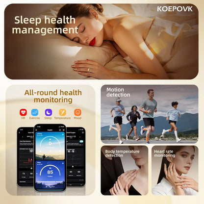 Titanium Smart Ring IP68 Fitness Tracker with Sleep Tracking, Activity Tracking, Stress Trends, Sport Modes, No Subscription Required, 3-5 Days Battery Life, Ios & Android Compatible