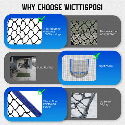 Heavy-Duty Golf Practice Net with Target Pocket for Indoor and Outdoor Use - Multi-Sport Netting Barrier for Driving, Chipping, and Swing Training