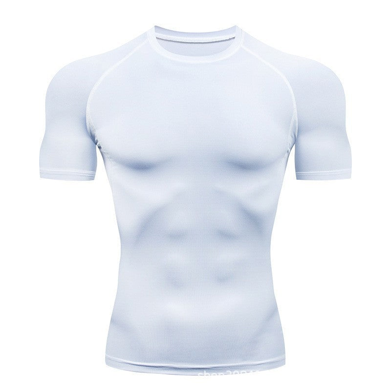 Men's Quick-Dry Fitness Bodysuit Short Sleeve Sports Shirt