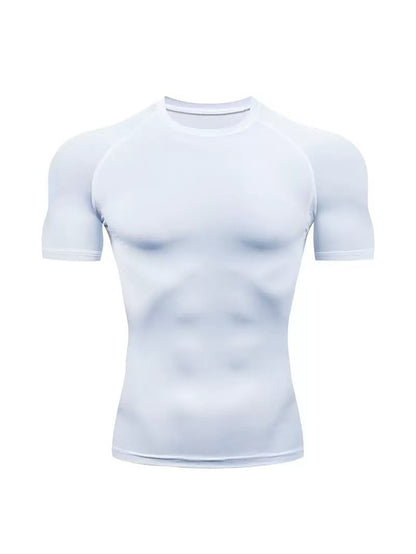 Men's Quick-Dry Fitness Bodysuit Short Sleeve Sports Shirt
