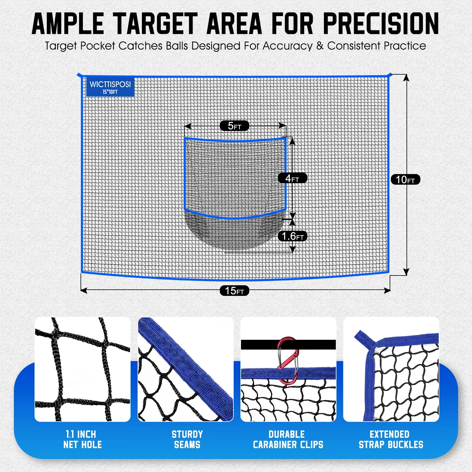 Heavy-Duty Golf Practice Net with Target Pocket for Indoor and Outdoor Use - Multi-Sport Netting Barrier for Driving, Chipping, and Swing Training