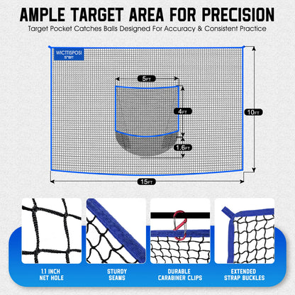 Heavy-Duty Golf Practice Net with Target Pocket for Indoor and Outdoor Use - Multi-Sport Netting Barrier for Driving, Chipping, and Swing Training