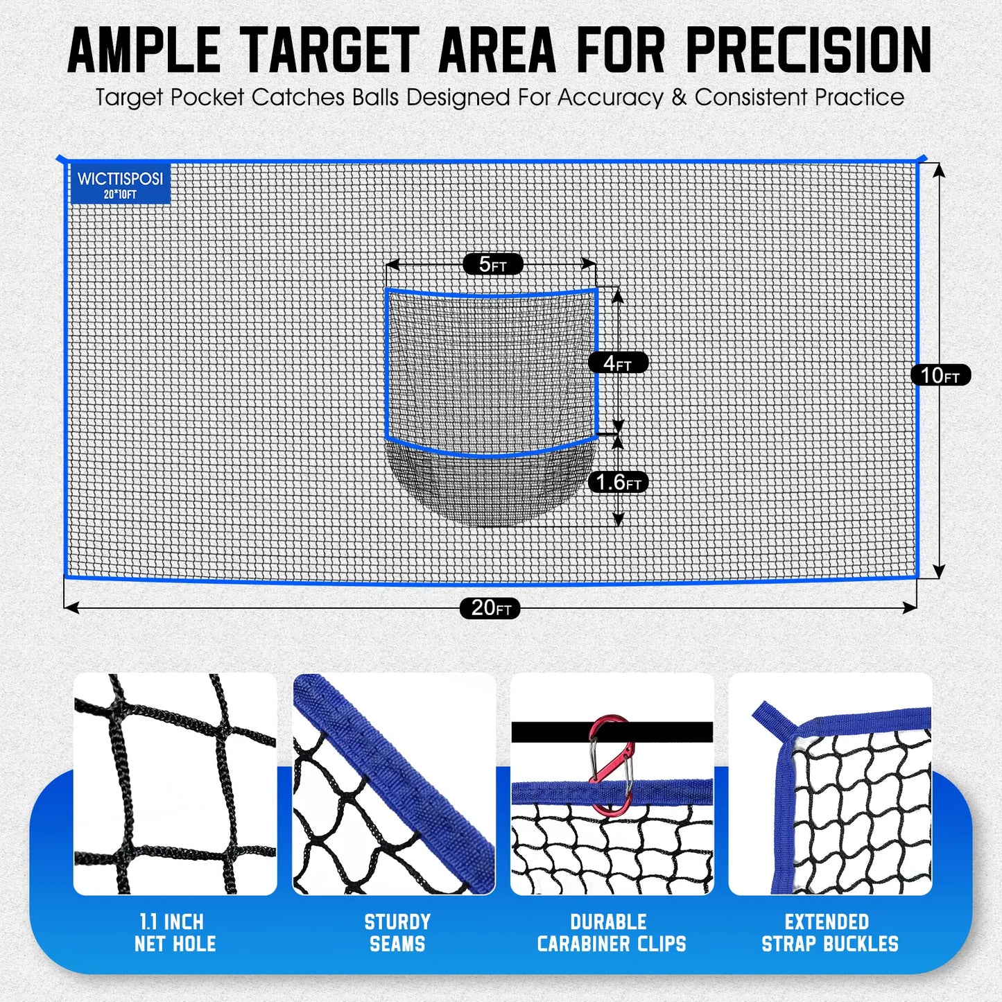 Heavy-Duty Golf Practice Net with Target Pocket for Indoor and Outdoor Use - Multi-Sport Netting Barrier for Driving, Chipping, and Swing Training