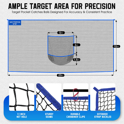 Heavy-Duty Golf Practice Net with Target Pocket for Indoor and Outdoor Use - Multi-Sport Netting Barrier for Driving, Chipping, and Swing Training