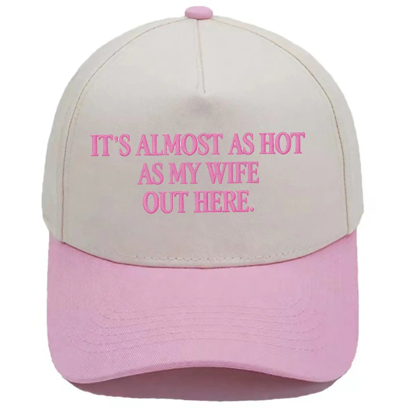 Almost as Hot as My Husband" Embroidered Snapback Hat – Funny Retro Two-Tone Baseball Cap for Women