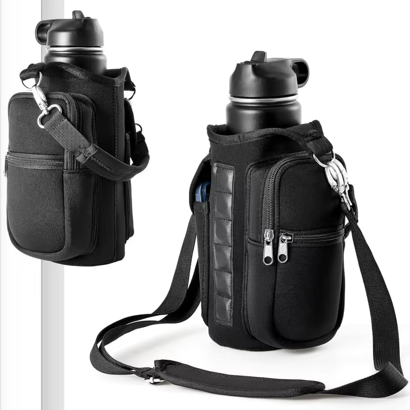 Magnetic Water Bottle Carrier Bag – Gym Holder with Phone Pocket & Shoulder Strap