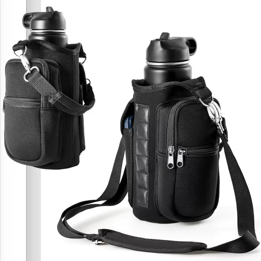 Magnetic Water Bottle Carrier Bag – Gym Holder with Phone Pocket & Shoulder Strap