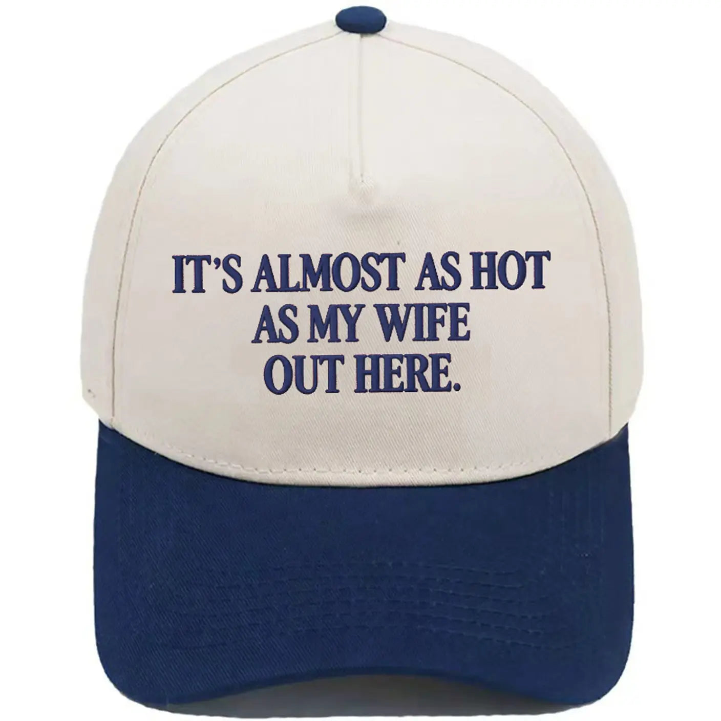 Almost as Hot as My Husband" Embroidered Snapback Hat – Funny Retro Two-Tone Baseball Cap for Women