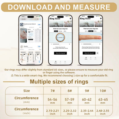 Titanium Smart Ring IP68 Fitness Tracker with Sleep Tracking, Activity Tracking, Stress Trends, Sport Modes, No Subscription Required, 3-5 Days Battery Life, Ios & Android Compatible