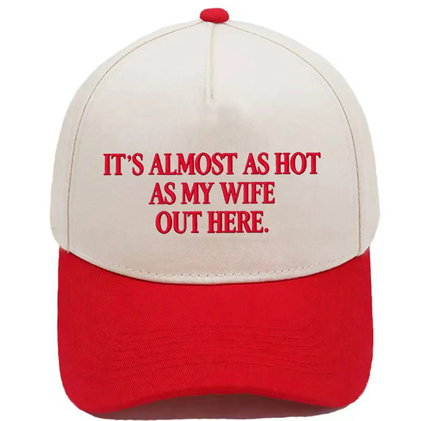 Almost as Hot as My Husband" Embroidered Snapback Hat – Funny Retro Two-Tone Baseball Cap for Women