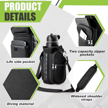 Magnetic Water Bottle Carrier Bag – Gym Holder with Phone Pocket & Shoulder Strap